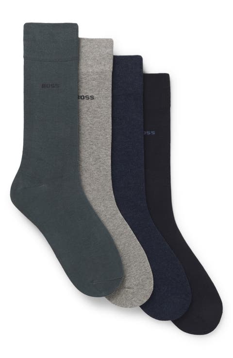 Assorted 4-Pack Solid Cotton Blend Dress Socks Gift Box