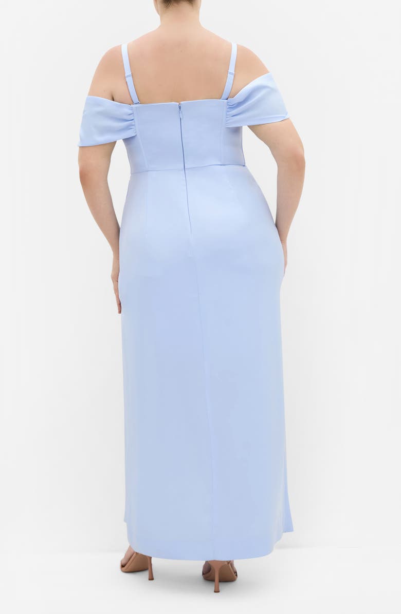 City Chic Forbidden Love Off the Shoulder Maxi Dress, Alternate, color, Sky Blue