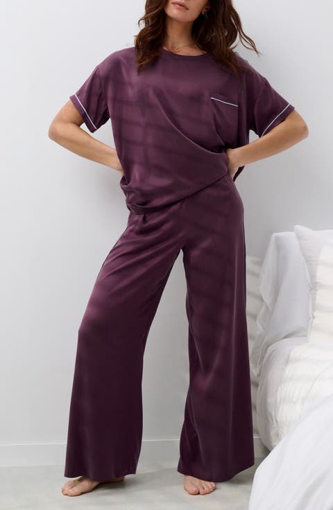 Washable Silk Piped Pajamas