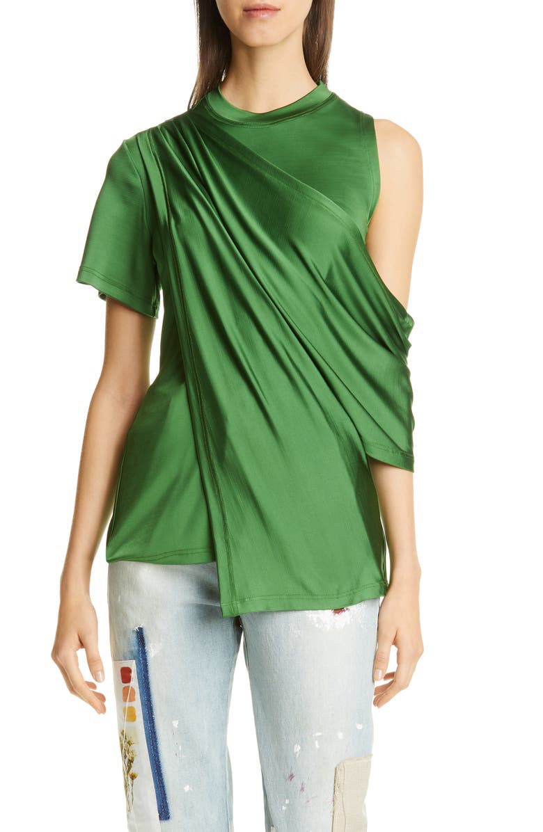 MONSE Draped Cold Shoulder Jersey Top, Main, color,