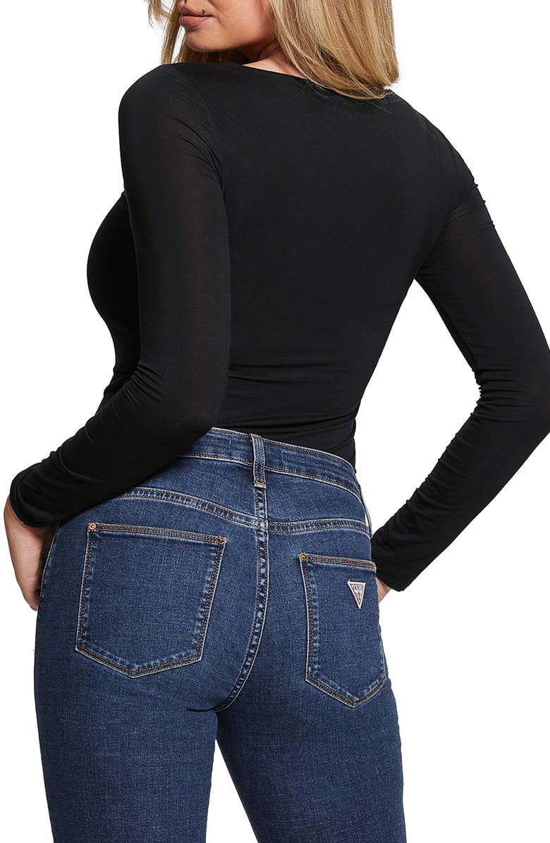 GUESS Mena Cutout Long Sleeve Top, Alternate, color, 