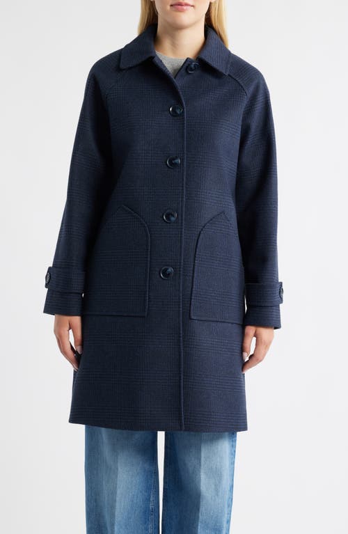Sam Edelman Plaid Slim Balmacaan Coat In Blue