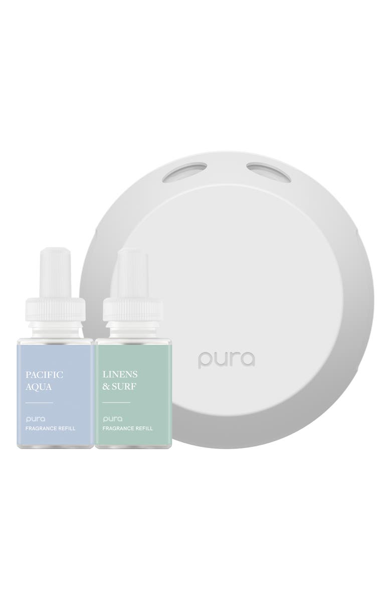 PURA Pacific Aqua & Linens & Surf Smart Diffuser & Fragrance Set, Main, color, 