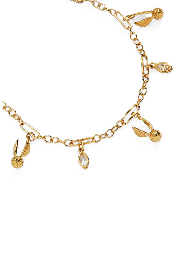 Harry Potter™ Golden Snitch And Navette Multi Charm Pull Chain Bracelet, Alternate, color, Gold