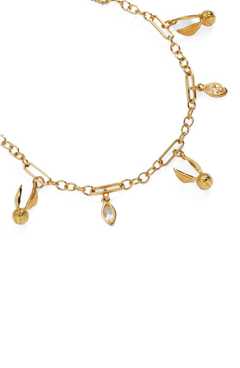 Alex and Ani Harry Potter<sup>™</sup> Golden Snitch And Navette Multi Charm Pull Chain Bracelet, Alternate, color, Gold