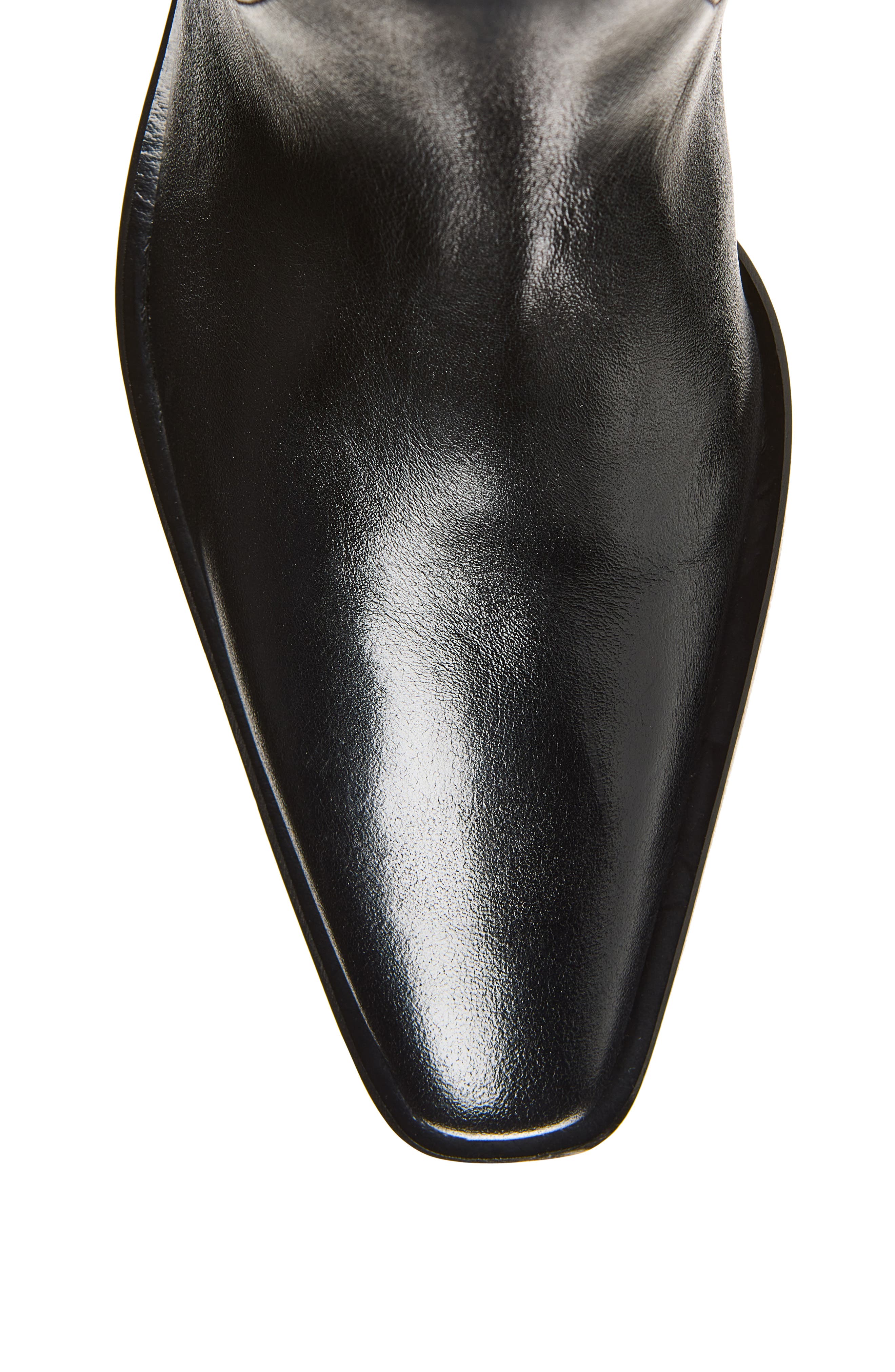 Naomi Western Leather Boot, Alternate, color, BLACK
