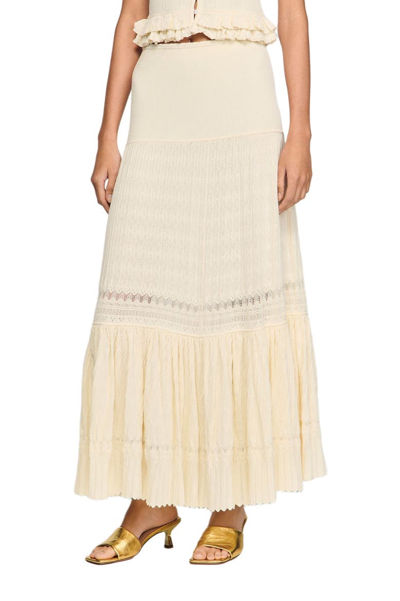Long knit skirt, Alternate, color, Ecru