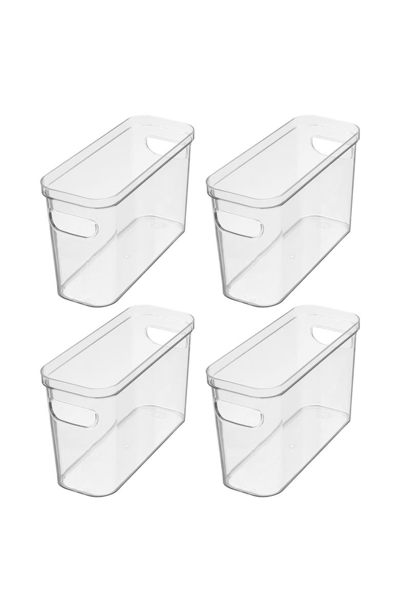 iDesign Plastic Pantry Bin for Kitchen Organizing - Set of 4 - Clear, Main, color, Clear/White