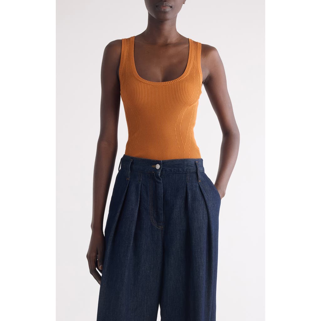 Dries Van Noten Topaza Ribbed Tank In Orange