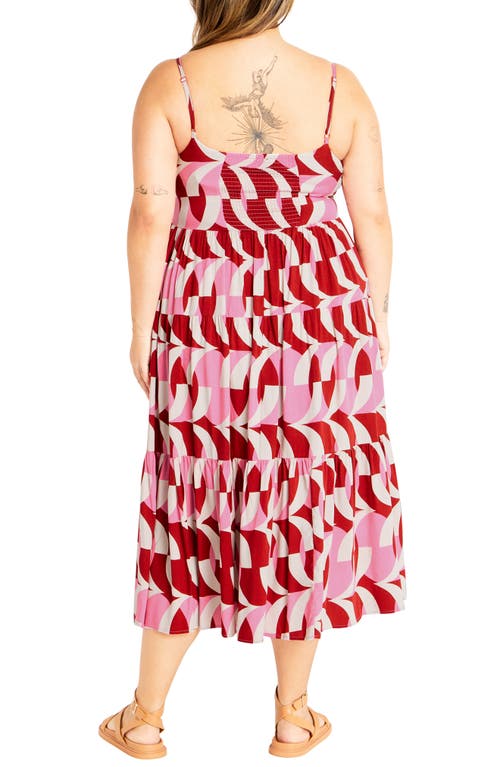 City Chic Mystic Print A-line Dress In Pink