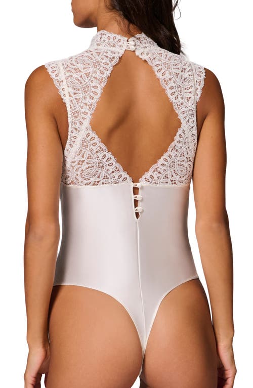 Simone Perele Symphonie Lace & Satin Bodysuit In Ivory