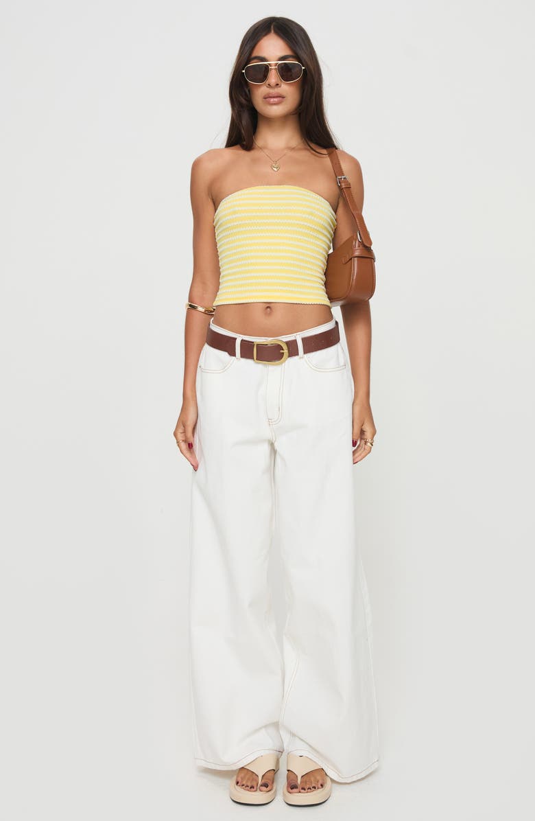 Princess Polly Millert Textured Stripe Tube Top, Alternate, color, Yellow