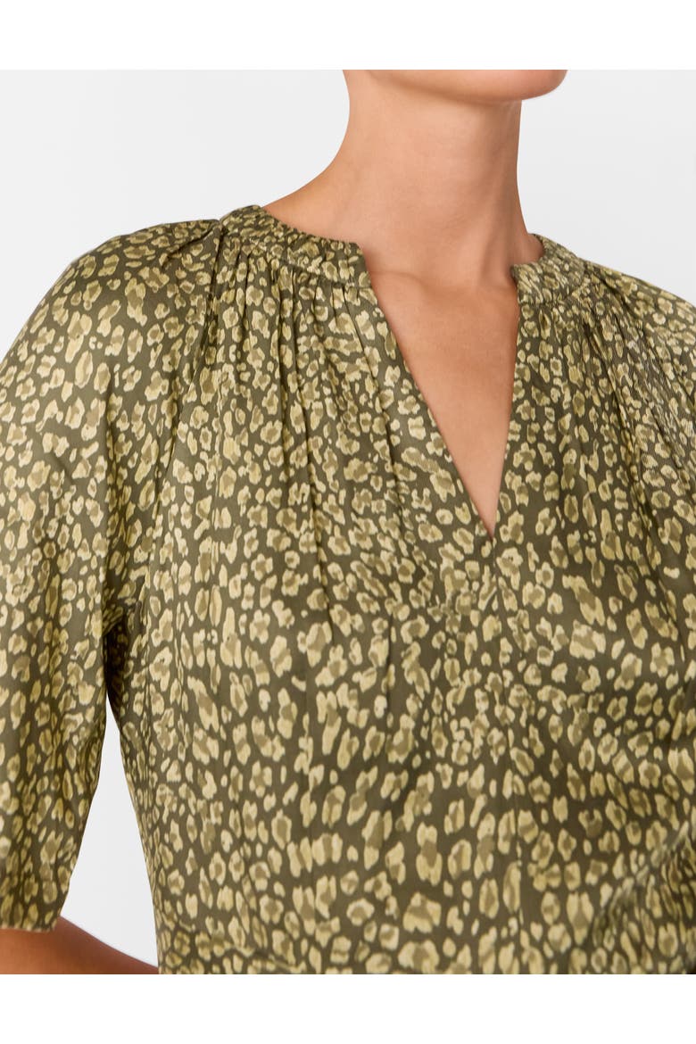 Leopard Short Sleeve Midi Dress, Alternate, color, Green/Multi