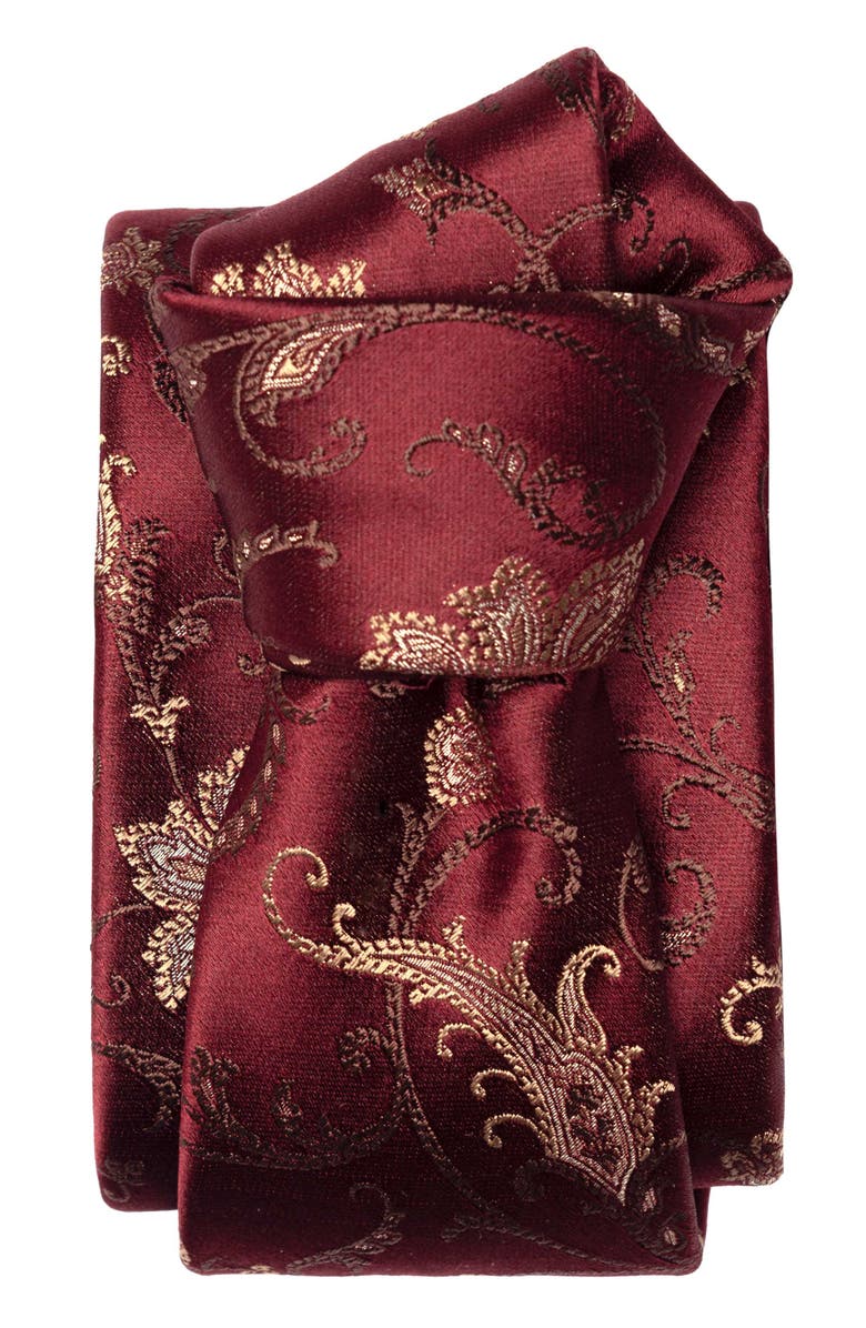 Elizabetta Prosecco - Extra Long Silk Jacquard Tie for Men, Alternate, color, Burgundy