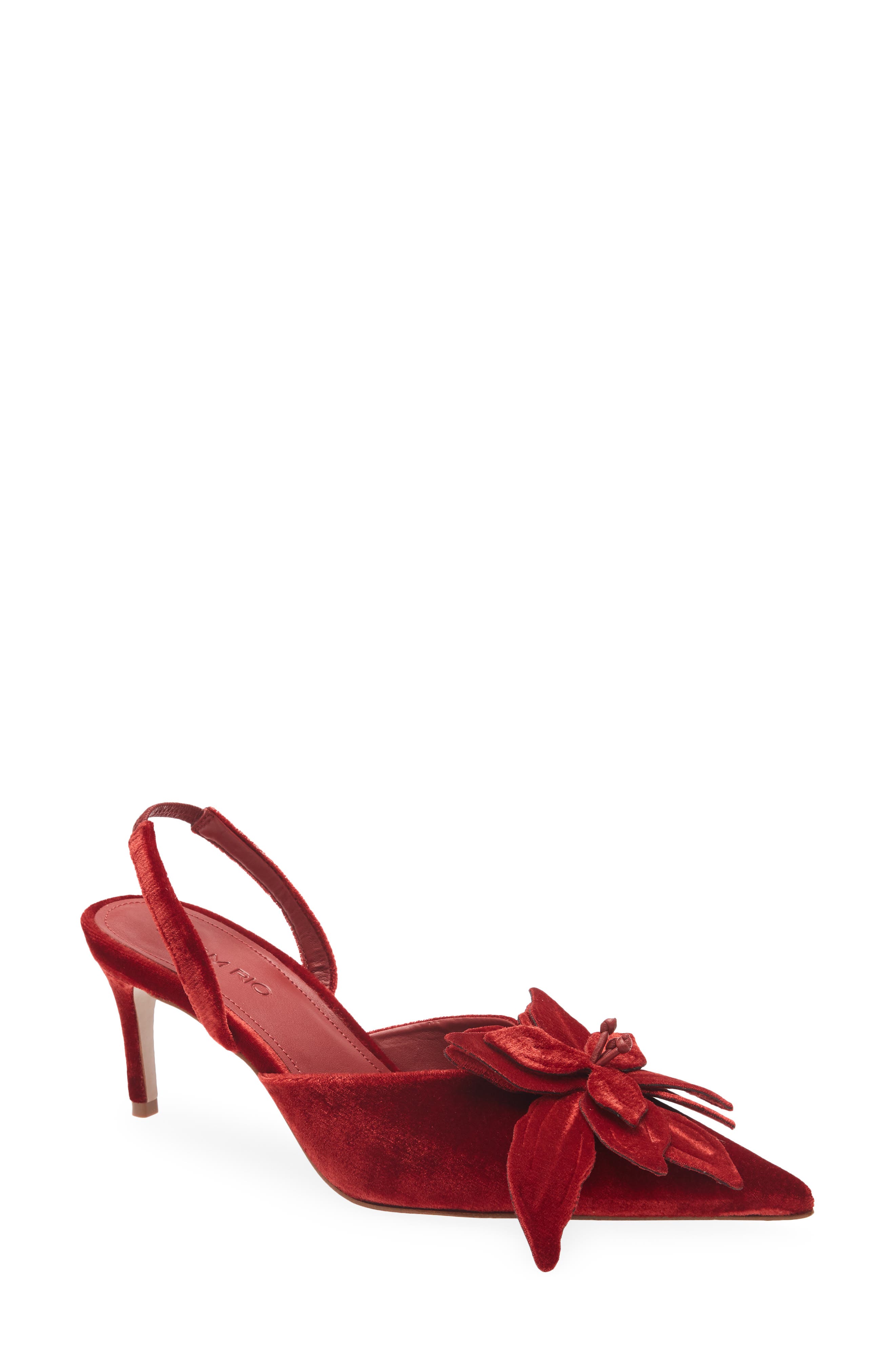 Flower Velvet Slingback Pump, Main, color, ORIOLE