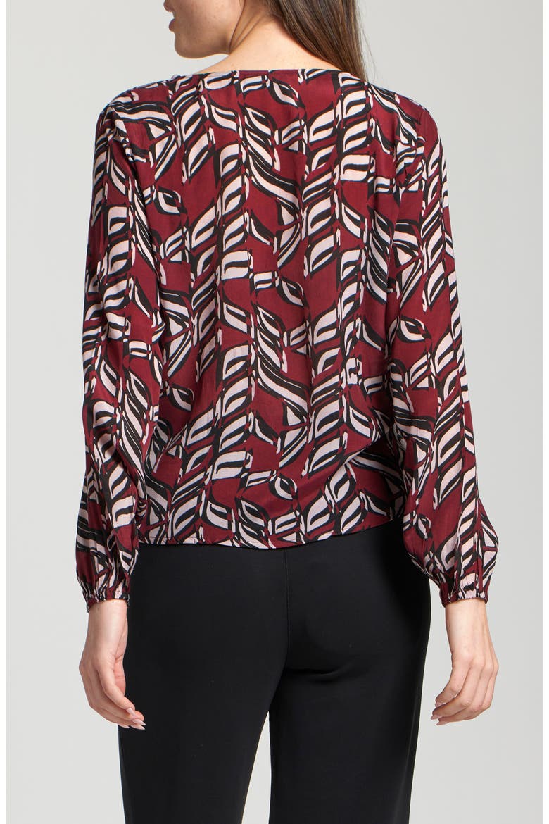 Print Tie Front Top, Alternate, color, WINE