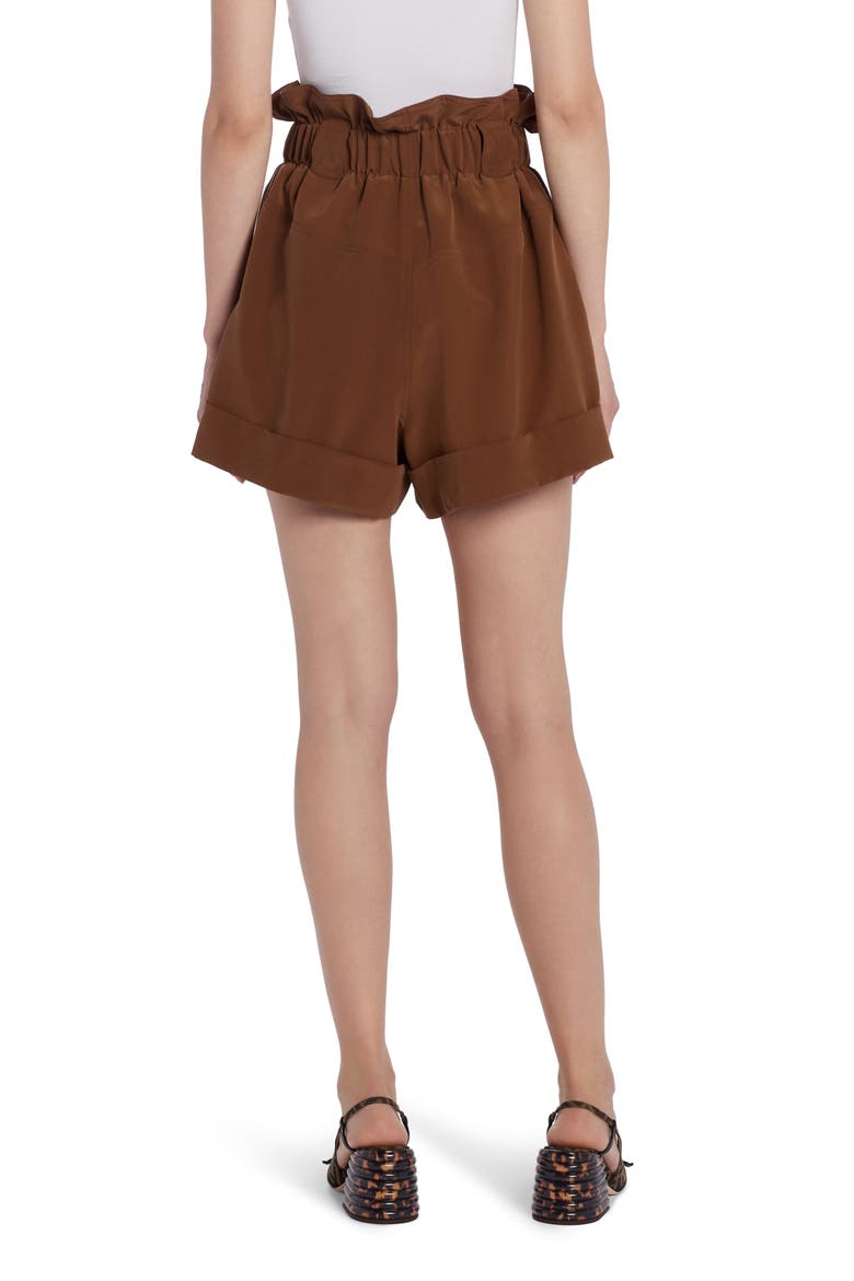 Paperbag Waist Washed Silk Crêpe de Chine Shorts, Alternate, color, OAK