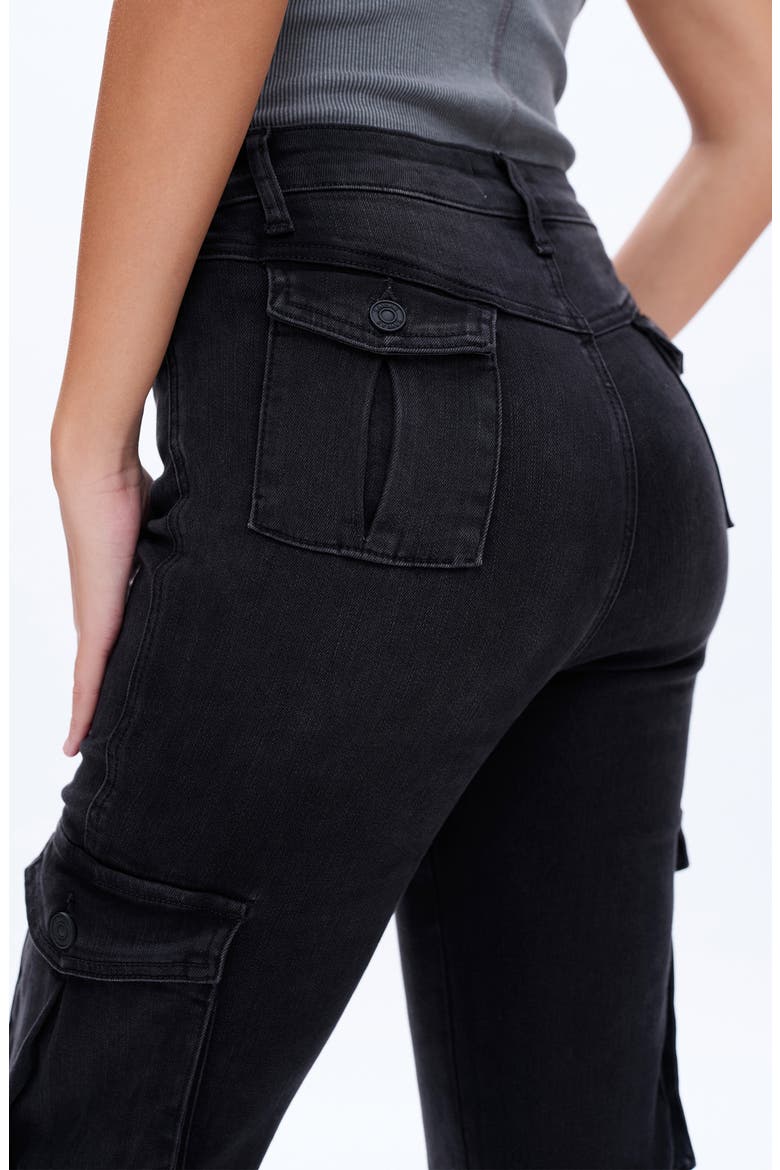 Amy High Waist Flare Cargo Jeans, Alternate, color, BLACK