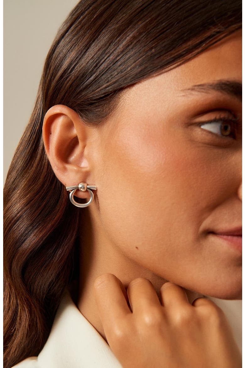 Mini Omega Earrings, Alternate, color, Silver