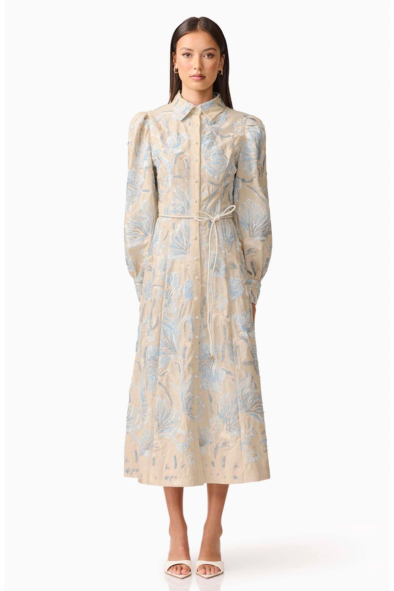Nia Cotton & Linen Long Sleeve Shirtdress, Alternate, color, SAND BLUE
