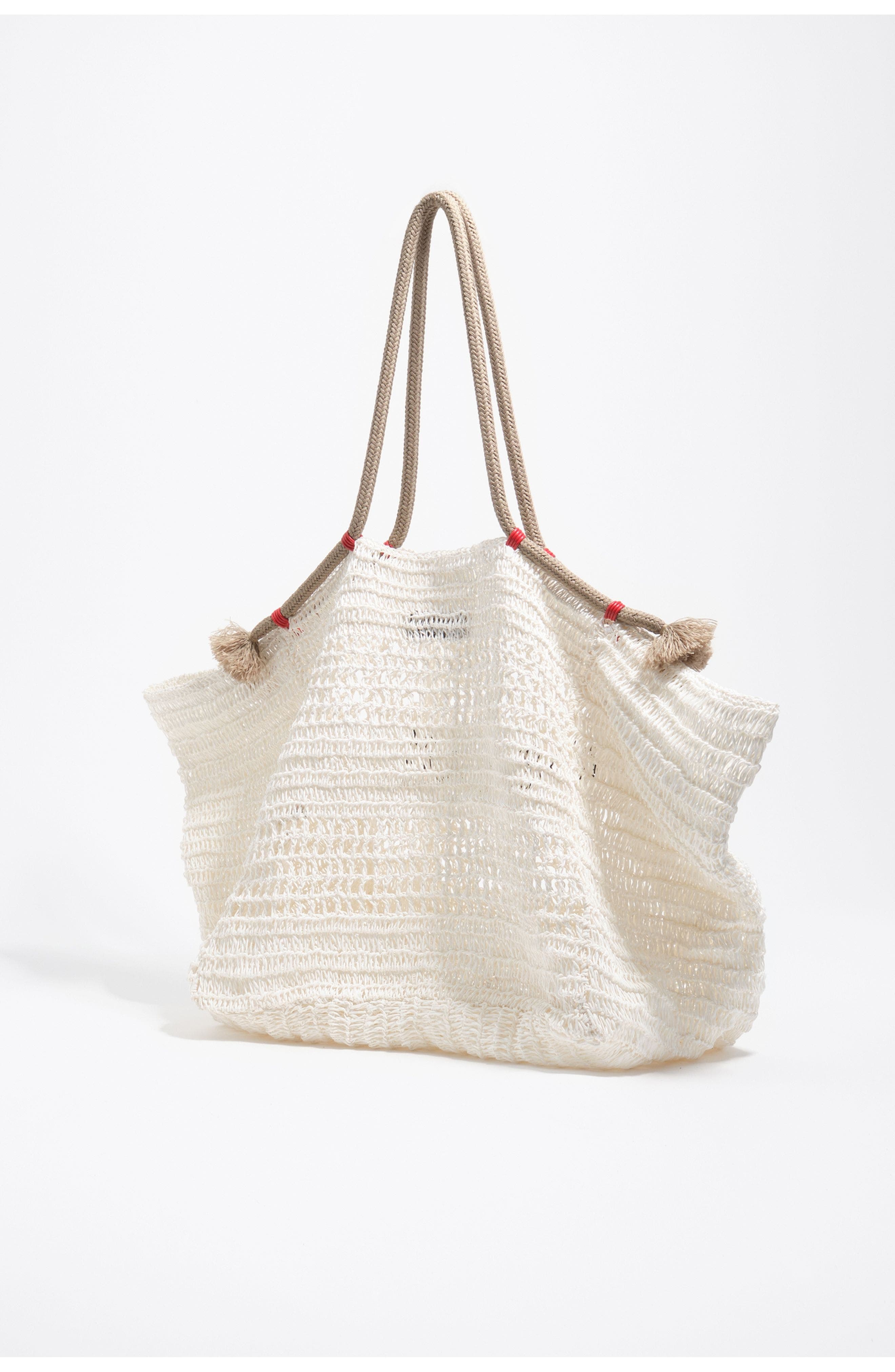 Bimba y Lola Large Paper Shoulder Bag, Alternate, color, White