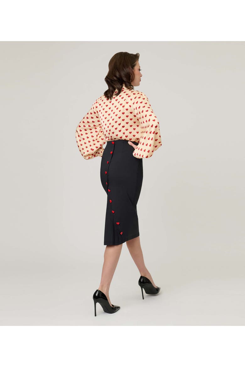 Back Pleat Pencil Skirt, Alternate, color, Black Solid