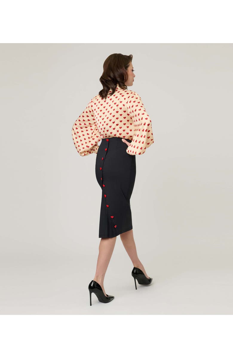 Unique Vintage Back Pleat Pencil Skirt, Alternate, color, Black Solid