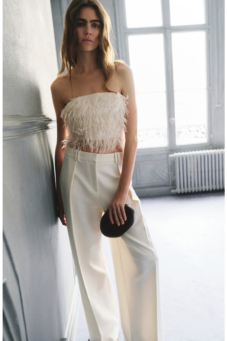 Textured Fringe Strapless Crop Top, Alternate, color, VANILLA