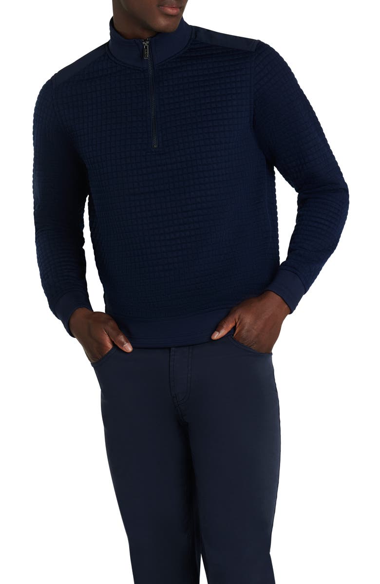 Bugatchi Quarter Zip Pullover, Alternate, color, Navy
