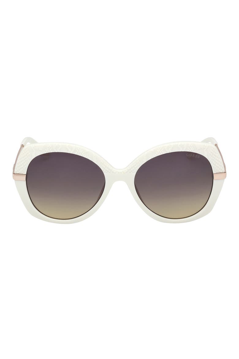 Round Sunglasses, Main, color, WHITE / GRADIENT SMOKE