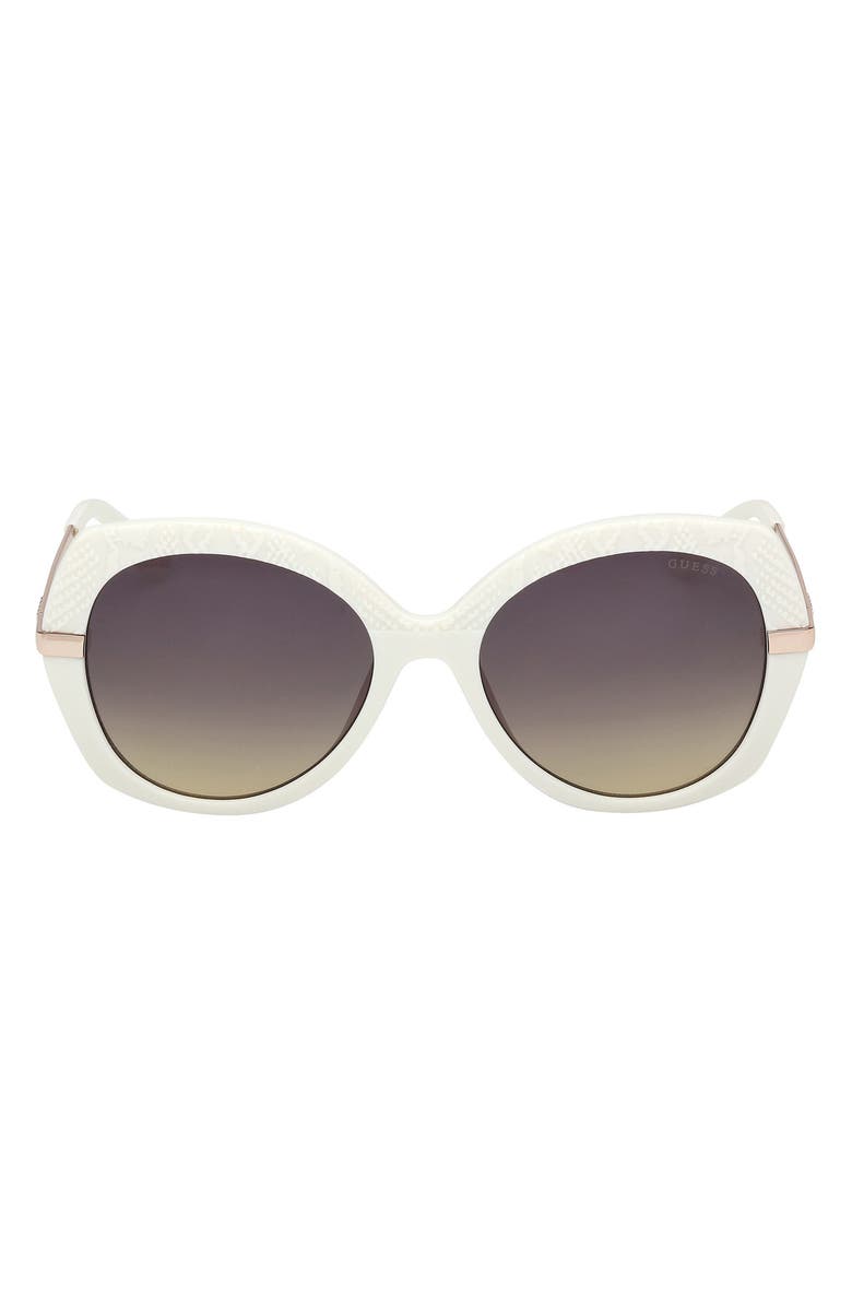 GUESS Round Sunglasses, Main, color, White / Gradient Smoke
