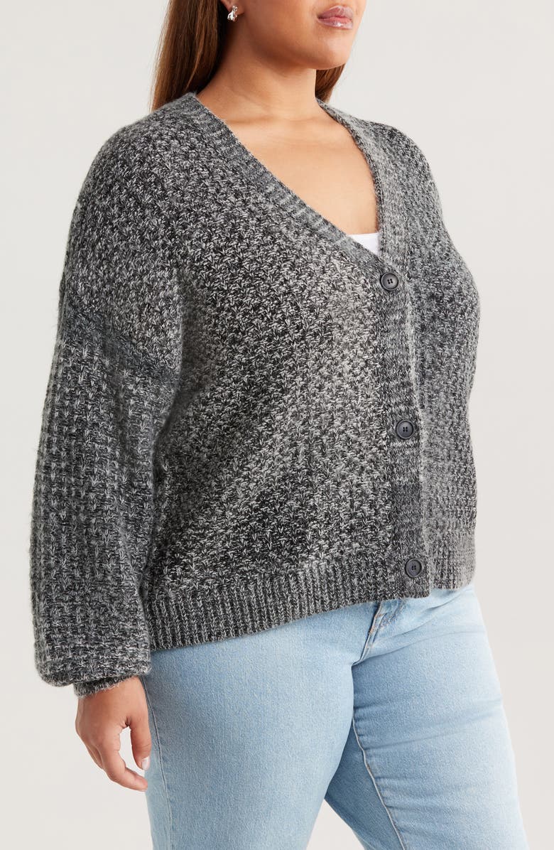 Treasure & Bond Textured V-Neck Cardigan, Alternate, color, Grey Black Combo