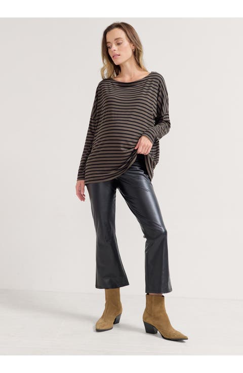 The Vegan Stretch Leather Crop Flare