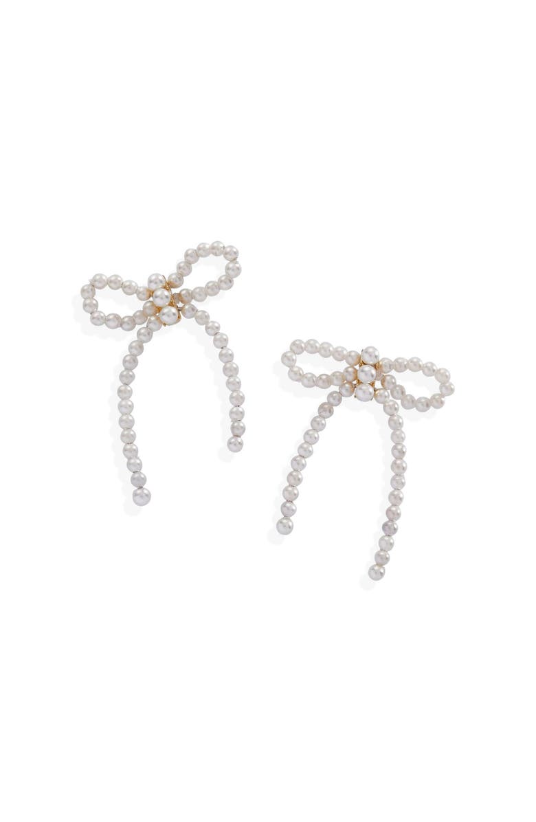 Alex and Ani Pearl Bow Earrings, Main, color, Pearl