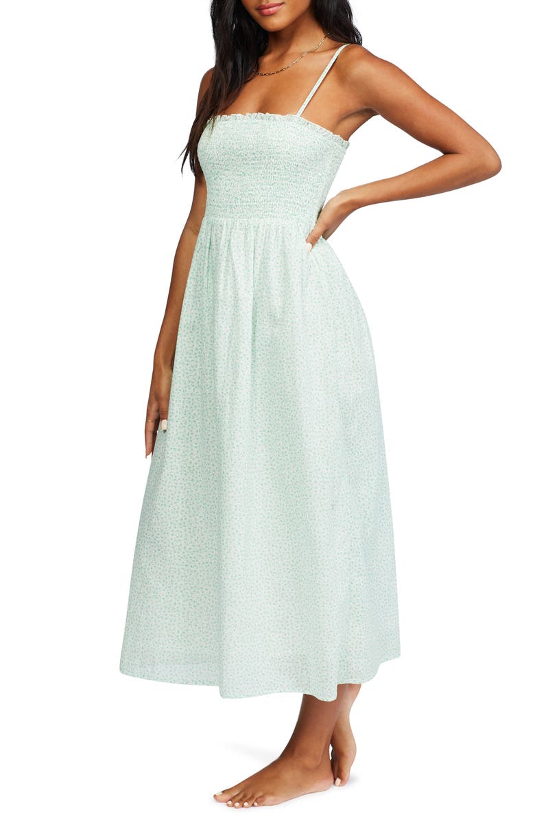 Billabong Baha Smocked Floral Midi Sundress, Alternate, color, 