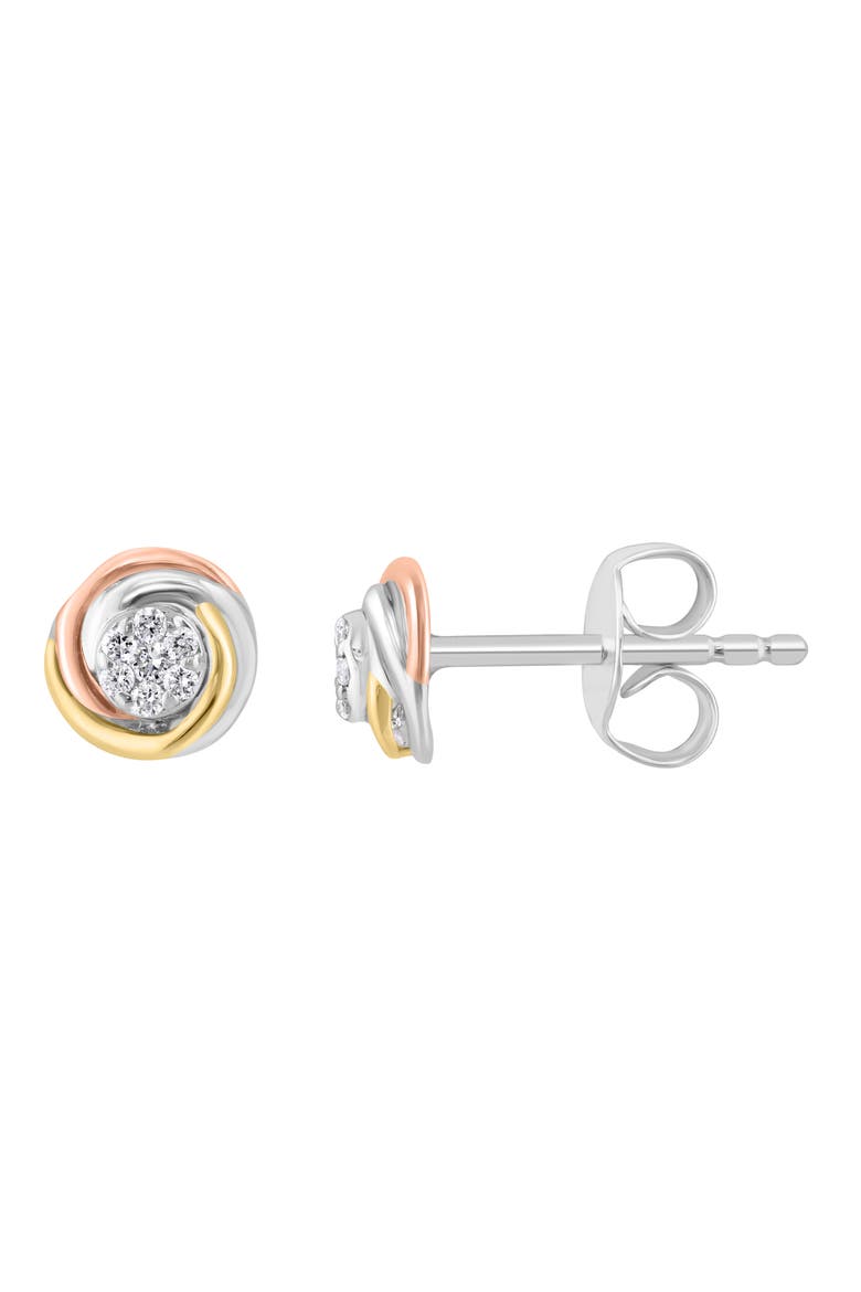 Tri-Tone Pavé Diamond Round Stud Earrings, Alternate, color, SILVER