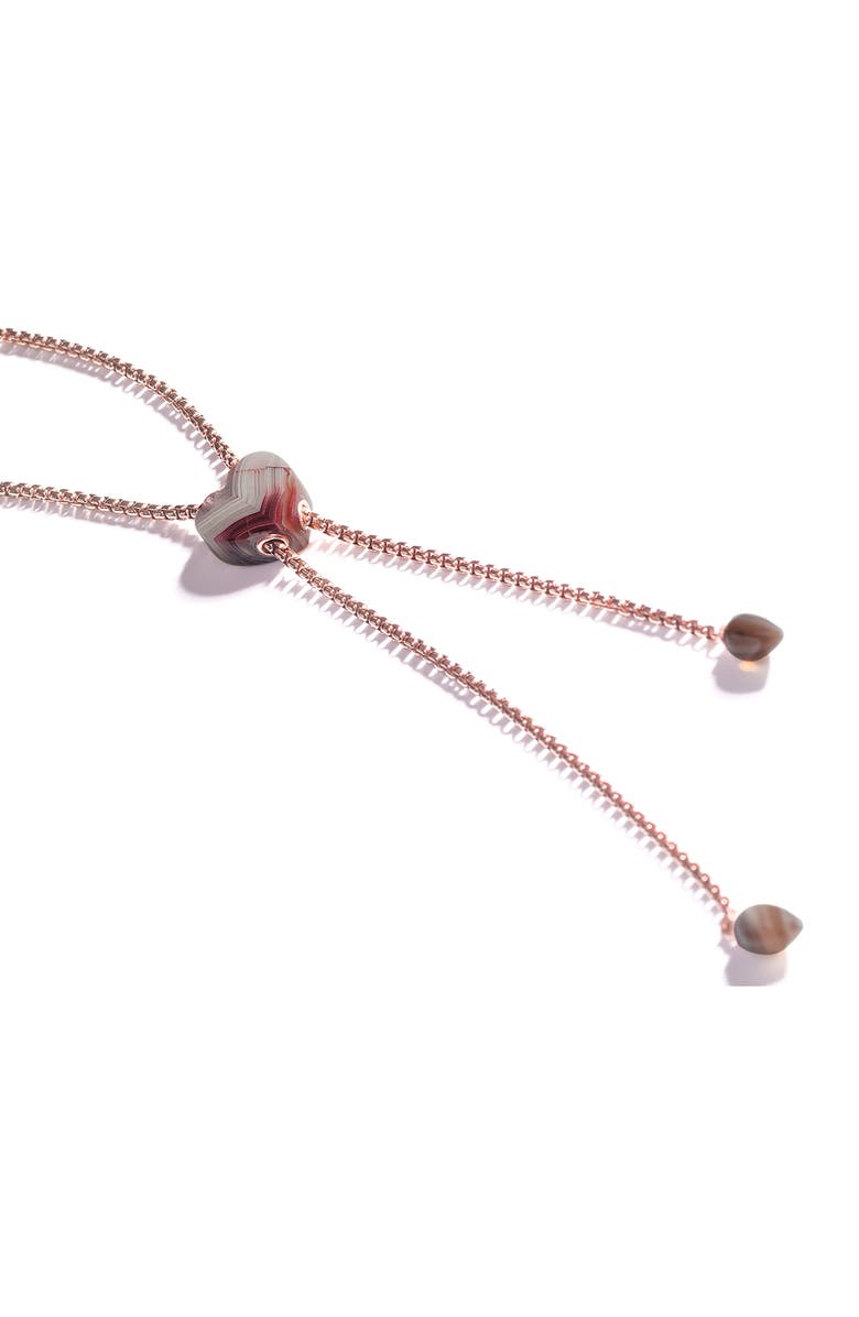 LuvMyJewelry Luv Me Lace Agate Slide Y-Necklace, Alternate, color, 14Kt Rose Gold Vermeil