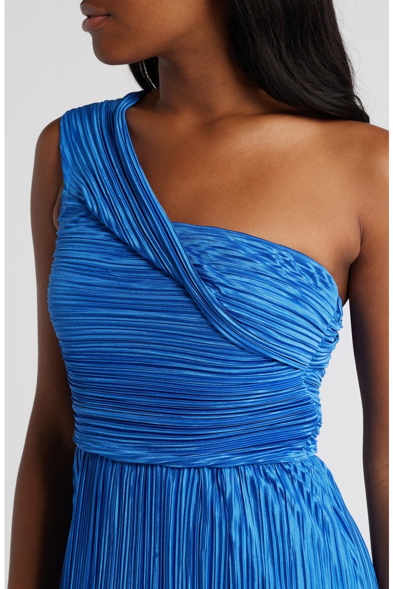 Poised Performance One-Shoulder Plissé Gown, Alternate, color, BRIGHT BLUE