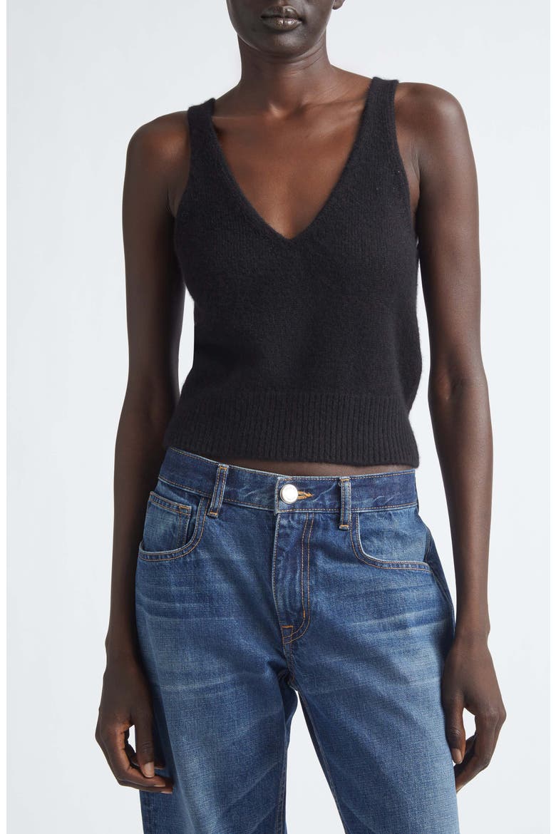 The Reese Cashmere & Silk V-Neck Tank, Main, color, BLACK