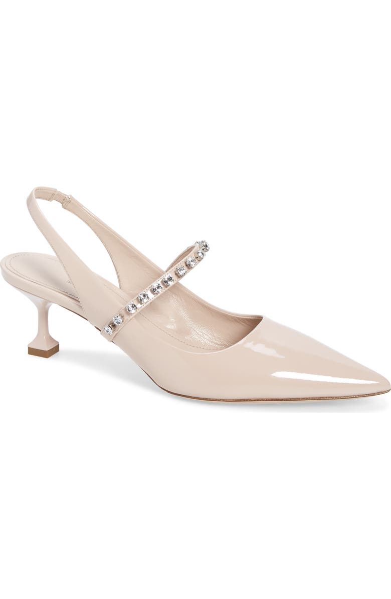 Miu Miu Crystal Strap Pointed Toe Slingback Pump, Main, color,