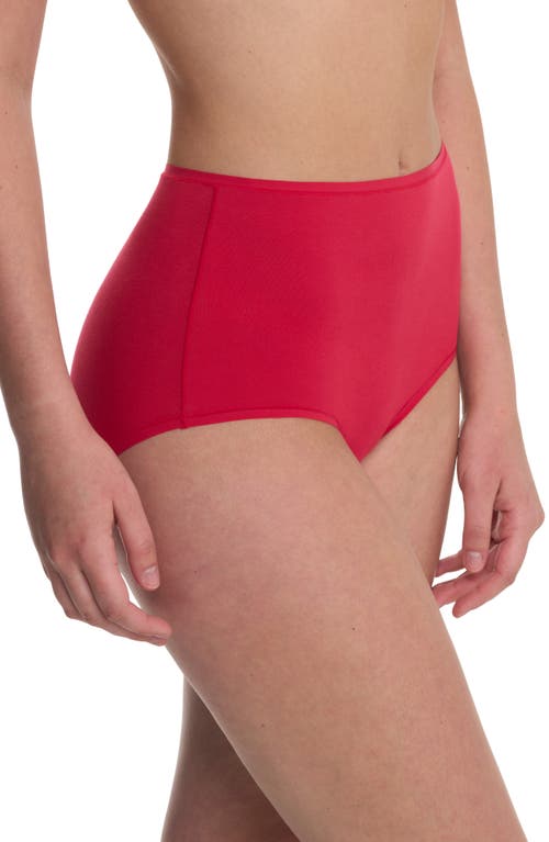 Natori Bliss Bare Cotton High Waist Briefs In Red