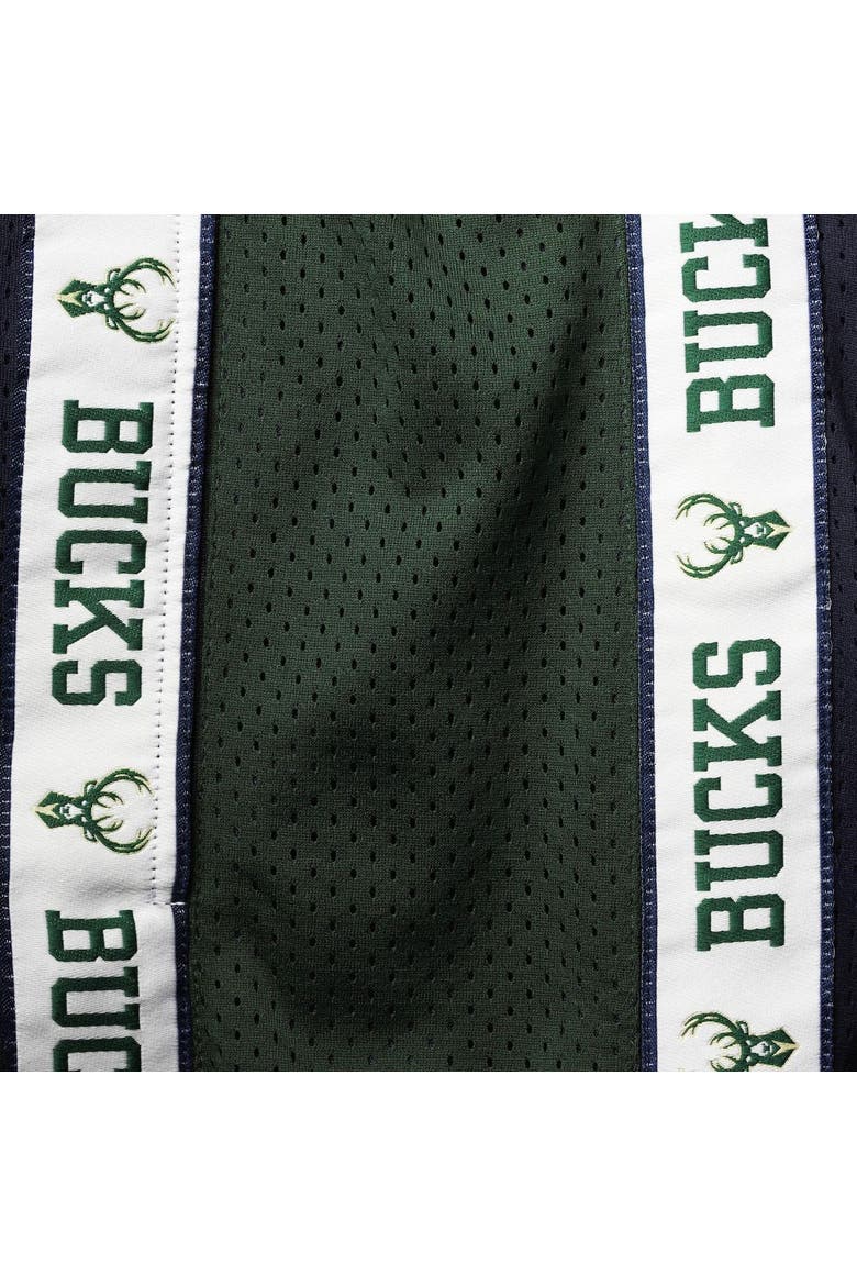 Men's Fanatics Branded Navy/Hunter Green Milwaukee Bucks Big & Tall Tape Mesh Shorts, Alternate, color, Navy