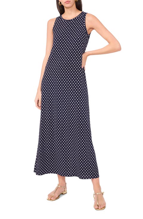 Polka Dot Keyhole Back Maxi Dress
