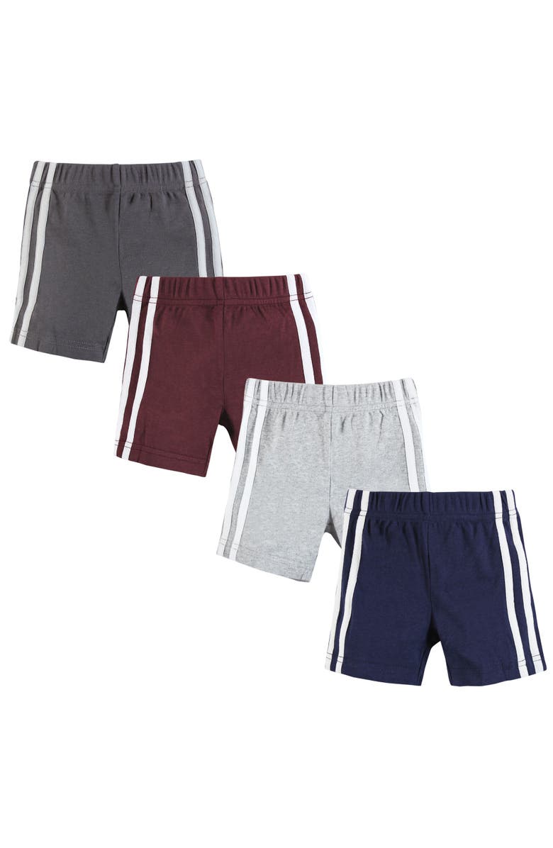 Hudson Baby Boys' 4-Piece Everyday Shorts Collection, Main, color, Burgundy Navy
