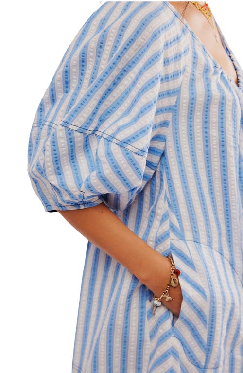 Shop Free People Bop Around Stripe Romper In Oxford Combo