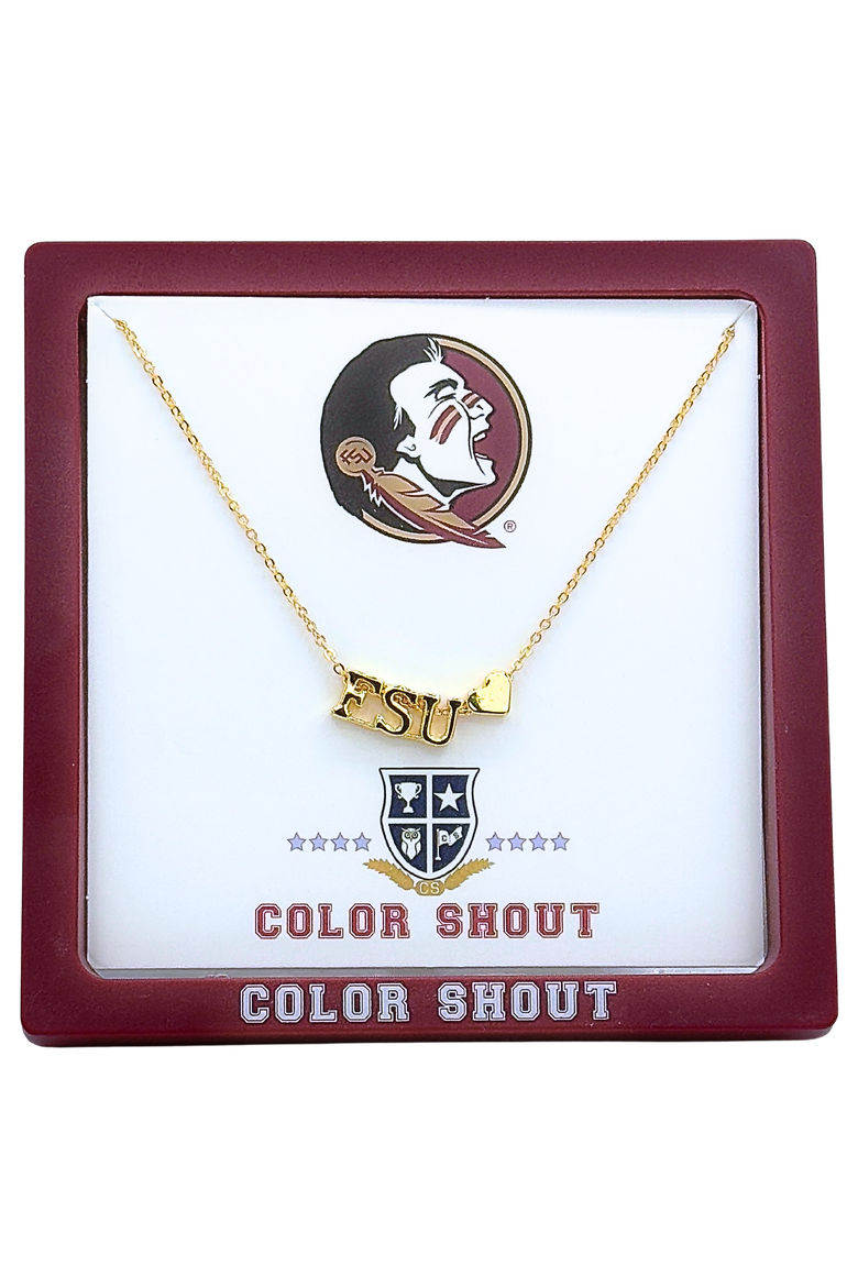 Florida State University Gold Heart Necklace, Main, color, Yellow Gold