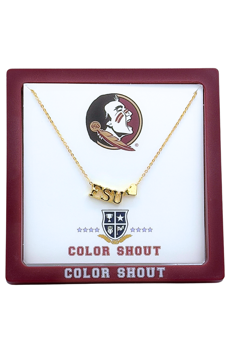 Color Shout Florida State University Gold Heart Necklace, Main, color, Yellow Gold