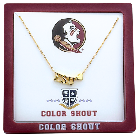 Florida State University Gold Heart Necklace