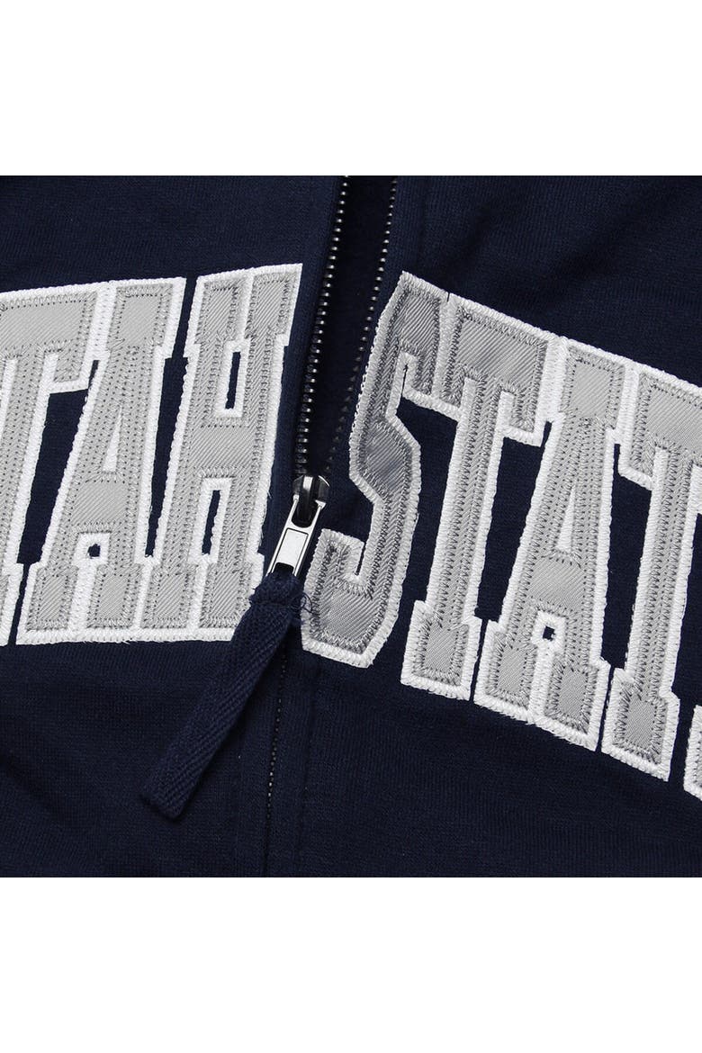 Women's Stadium Athletic Navy Utah State Aggies Arched Name Full-Zip Hoodie, Alternate, color, Navy