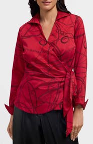 Foxcroft Salina Print Wrap Shirt